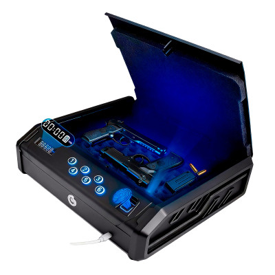 Gun Safe with 3 Unlock Ways - Fingerprint/Digital PIN/Key, Quick Access, LCD Display, Solid Steel for Home, Nightstand, Car Gun Safe with 3 Unlock Ways - Fingerprint/Digital PIN/Key, Quick Access, LCD Display, Solid Steel for Home, Nightstand, Car