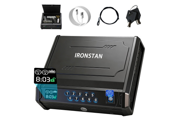 Pistol Safe 3 Unlock Ways - Fingerprint/PIN/Key, Quick Access, LCD Display, USB-C Emergency Power, Solid Steel for Home & Car Pistol Safe 3 Unlock Ways - Fingerprint/PIN/Key, Quick Access, LCD Display, USB-C Emergency Power, Solid Steel for Home & Car