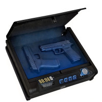 Biometric Quick Access Gun Safe for 2 9mm Pistols,3-Ways Unlock Fingerprint Digital PIN Key, Portable Handgun Safe with LCD Screen, Billconch Small Gun Lock Box for Home Bedroom Bedside Nightstand and Car