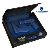 Biometric Quick Access Gun Safe for 2 9mm Pistols,3-Ways Unlock Fingerprint Digital PIN Key, Portable Handgun Safe with LCD Screen, Billconch Small Gun Lock Box for Home Bedroom Bedside Nightstand and Car