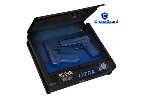 Biometric Quick Access Gun Safe for 2 9mm Pistols,3-Ways Unlock Fingerprint Digital PIN Key, Portable Handgun Safe with LCD Screen, Billconch Small Gun Lock Box for Home Bedroom Bedside Nightstand and Car