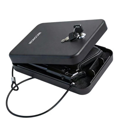 Pistol Safe, Portable Travel Handgun Lock Box, Heavy Duty Steel Key Lock Gun Safe, Secure Concealment Gun Storage Box for Car, Home, Drawer, Nightstand, Travel Use, Black Pistol Safe, Portable Travel Handgun Lock Box, Heavy Duty Steel Key Lock Gun Safe, Secure Concealment Gun Storage Box for Car, Home, Drawer, Nightstand, Travel Use, Black