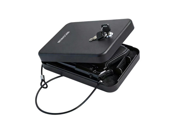Pistol Safe, Portable Travel Handgun Lock Box, Heavy Duty Steel Key Lock Gun Safe, Secure Concealment Gun Storage Box for Car, Home, Drawer, Nightstand, Travel Use, Black Pistol Safe, Portable Travel Handgun Lock Box, Heavy Duty Steel Key Lock Gun Safe, Secure Concealment Gun Storage Box for Car, Home, Drawer, Nightstand, Travel Use, Black