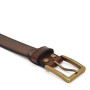Leather Belts for Men Old School Casual Belt Center Bar Jeans Belt Heavy Duty Antique Solid Brass Buckle Belt 1.3" Wide 02-3GF