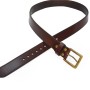Leather Belts for Men Old School Casual Belt Center Bar Jeans Belt Heavy Duty Antique Solid Brass Buckle Belt 1.3" Wide 02-3GF