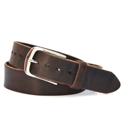 Full Grain Leather Belt For Men Stainless Steel Buckle Black Brown Belt Dress Belt vegetable Tanned Leather 1.5" Wide - 05-5M