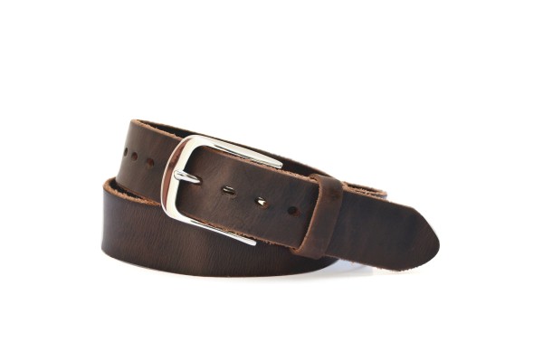 Full Grain Leather Belt For Men Stainless Steel Buckle Black Brown Belt Dress Belt vegetable Tanned Leather 1.5" Wide - 05-5M