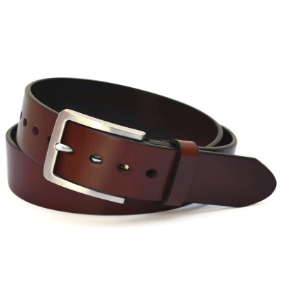 Full Grain Leather Belt For Men Stainless Steel Buckle Black Brown Belt Dress Belt vegetable Tanned Leather - D-08-5G-BR