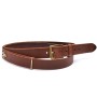 Leather Belts for Men Old School Casual Belt Center Bar Jeans Belt Heavy Duty Antique Solid Brass Buckle Belt 14-5MSJ