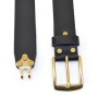 Leather Belts for Men Old School Casual Belt Center Bar Jeans Belt Heavy Duty Antique Solid Brass Buckle Belt 14-5MSJ