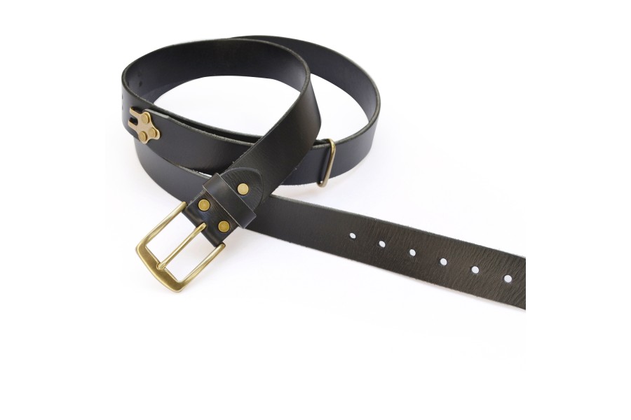 Leather Belts for Men Old School Casual Belt Center Bar Jeans Belt