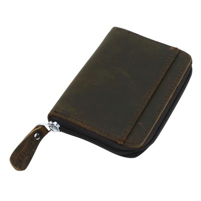 Cowhide Leather  Zippered Wallet A977