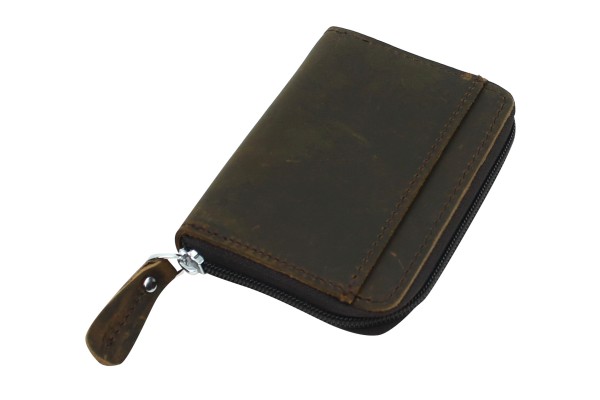 Cowhide Leather  Zippered Wallet A977