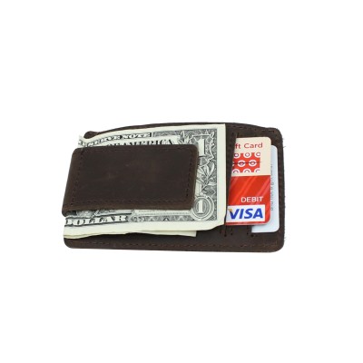 Full Grain Leather Magnet Card Cash Holder B144