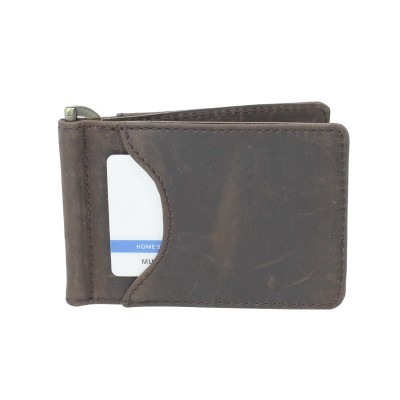 Full Grain Leather Simple Checkbook Cash Folder B159