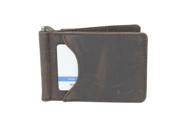 Full Grain Leather Simple Checkbook Cash Folder B159
