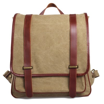 *Clearance* Hiking Sport Cowhide Leather Cotton Canvas Backpack C14
