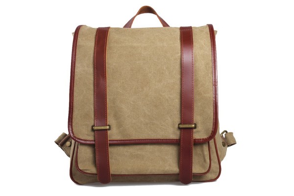 *Clearance* Hiking Sport Cowhide Leather Cotton Canvas Backpack C14