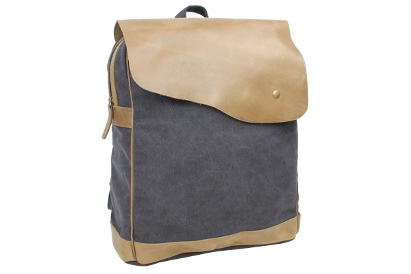 *Clearance* Hiking Sport Cowhide Leather Cotton Canvas Backpack C15