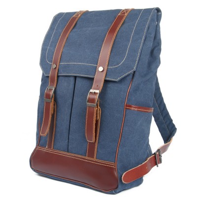 *Clearance* Hiking Sport Cowhide Leather Cotton Canvas Backpack C16