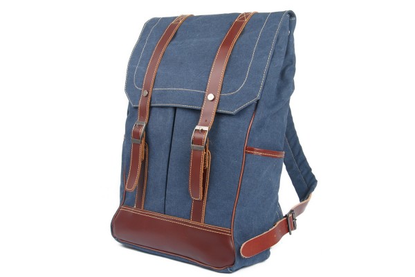 *Clearance* Hiking Sport Cowhide Leather Cotton Canvas Backpack C16