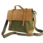 *Clearance* Casual Style Cowhide Leather Cotton Canvas Messenger Bag C41