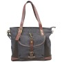 Casual Style Art Design Cowhide Cotton Canvas Shoulder Bag C42