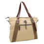 Casual Style Art Design Cowhide Cotton Canvas Shoulder Bag C42
