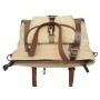 Casual Style Art Design Cowhide Cotton Canvas Shoulder Bag C42