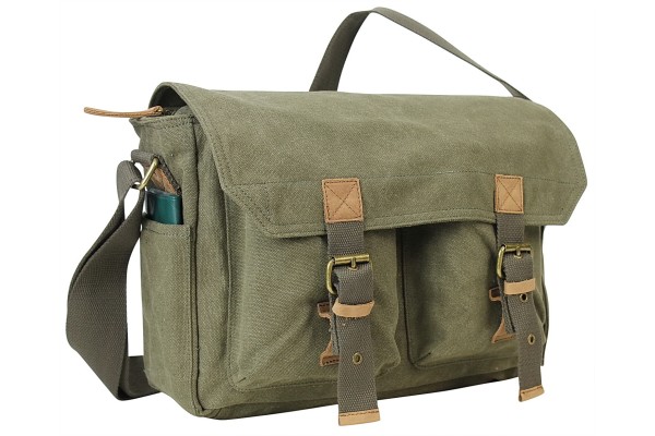 13.5 in. 100% Cotton Washed Canvas Messenger Bag C51