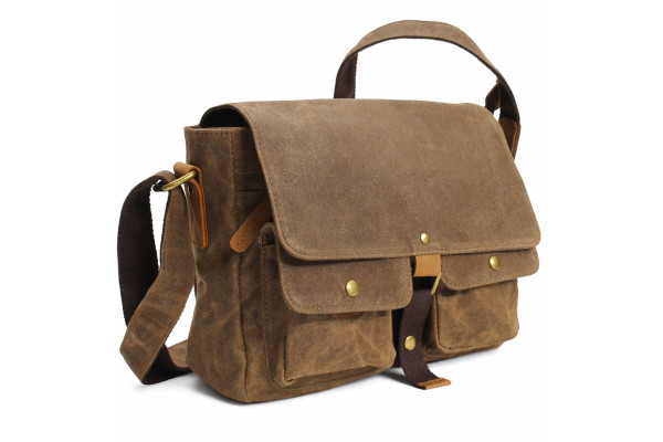 12 in. Casual Small Wax Canvas Messenger Bag C54LW 12 in. Casual Small Wax Canvas Messenger Bag C54LW