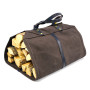 Firewood Carrier Bag Log Carrier Water Resistance Waxed Canvas Cowhide Leather Copper Snap Button