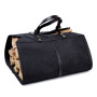 Firewood Carrier Bag Log Carrier Water Resistance Waxed Canvas Cowhide Leather Copper Snap Button