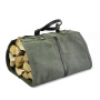Firewood Carrier Bag Log Carrier Water Resistance Waxed Canvas Cowhide Leather Copper Snap Button