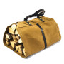 Firewood Carrier Bag Log Carrier Water Resistance Waxed Canvas Cowhide Leather Copper Snap Button