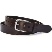 1.3" Wide Leather Belts for Men Old School Casual Belt Center Bar Jeans Belt Stainless Steel Buckle Belt 03-3GF