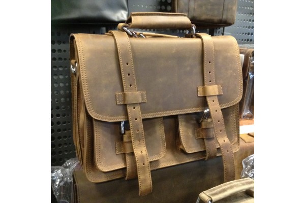 C.E.O. - 10 lb Weight 17 in. Classic Full Leather Briefcase Backpack  L01