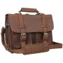 C.E.O. - 16 in. Classic Full Leather Briefcase Backpack  L02 - with luggage holder strap L02