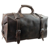 XLL 21 in. Expandable Cowhide Leather Overnight Duffle Bag L08