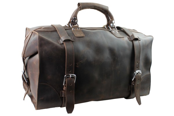 XLL 21 in. Expandable Cowhide Leather Overnight Duffle Bag L08