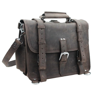 Classic 16 in. Large Leather Briefcase Backpack L09