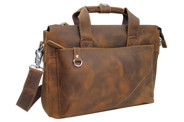 15 in. Cowhide Oil Tanned Leather Messenger Bag L12