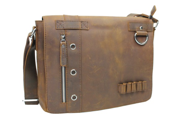 Full Grain Leather Messenger Bag Asymmetrical L14