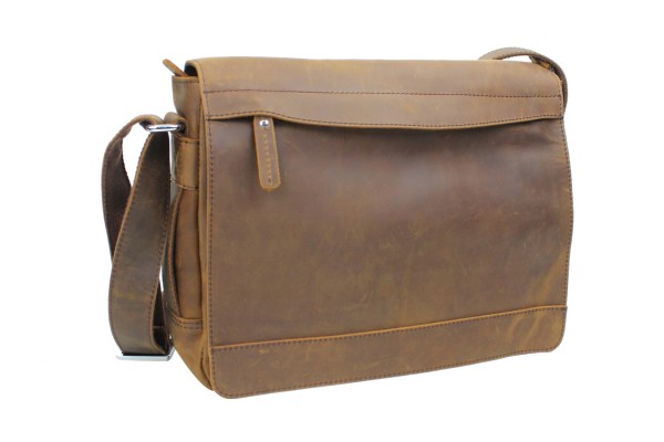 Full Grain Leather Bag 14 in. Leather Messenger Laptop Bag L18 - Final Sale
