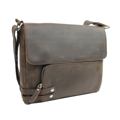 13 in. Leather Messenger Shoulder Bag  L19