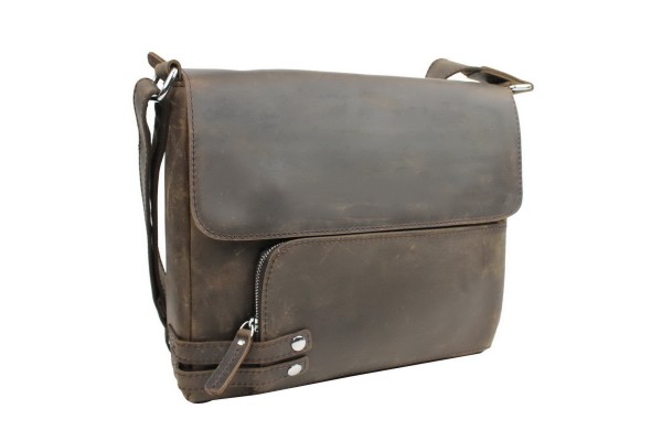 13 in. Leather Messenger Shoulder Bag  L19