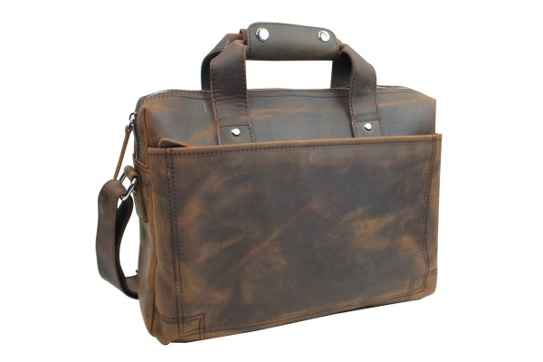 15 in. Classic Fine Leather Messenger Bag Daily Bag L29