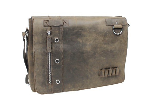 16 in. Casual Leather Messenger Bag Asymmetrical Design L35