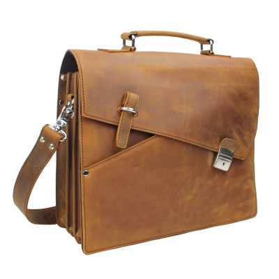 Shrek Style Cowhide Leather Portfolio Briefcase L45