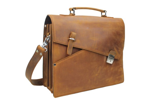 Shrek Style Cowhide Leather Portfolio Briefcase L45